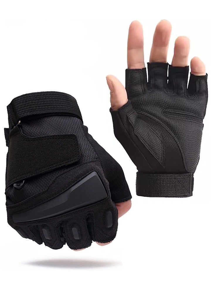 Auger Half Finger Cycling Gloves,Exercise Gloves,Gym Gloves for Men & Women,Fitness Anti-slip Training Gloves for Strength Training, Crossfit Training and Weight Sports, Shock Absorbing and Wear Resistant，Workout Gloves Tactical Combat Motorcycle Weight Lifting Gloves - Image 1